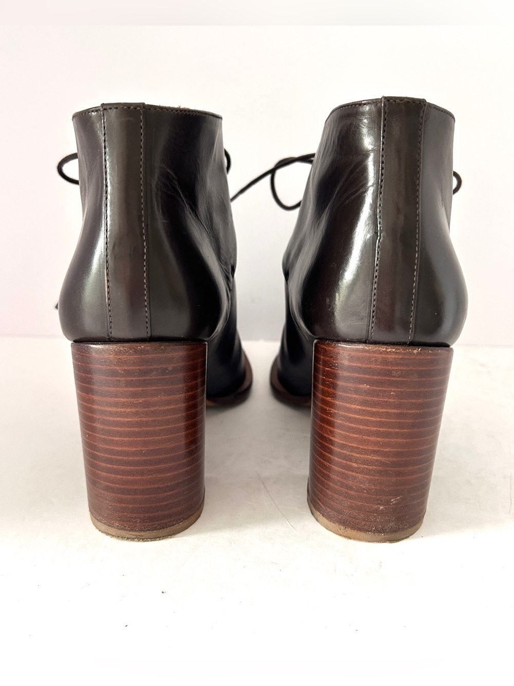 Veronique Branquinho Ankle Boots Brown Leather Heels Poetcore Size IT38.5 US 8.5 - Picture 6 of 15
